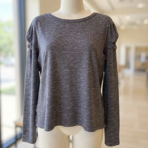 Zella Tech Long Sleeve Performance Tee Heather Gray | Athletic Stretch | Size S